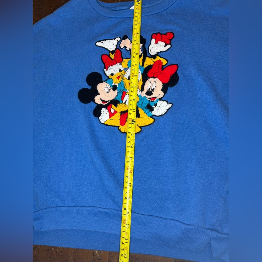 Disney Vintage Royal Blue Sweatshirt Women’s Junior Mickey and Friends Crew Neck - Picture 8 of 10